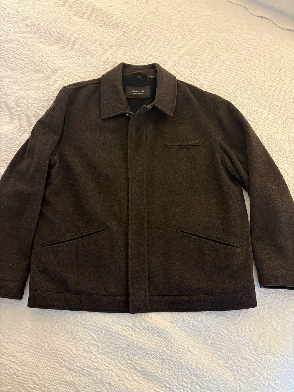 Claiborne Men's Dark Brown Wool Blend Coat
